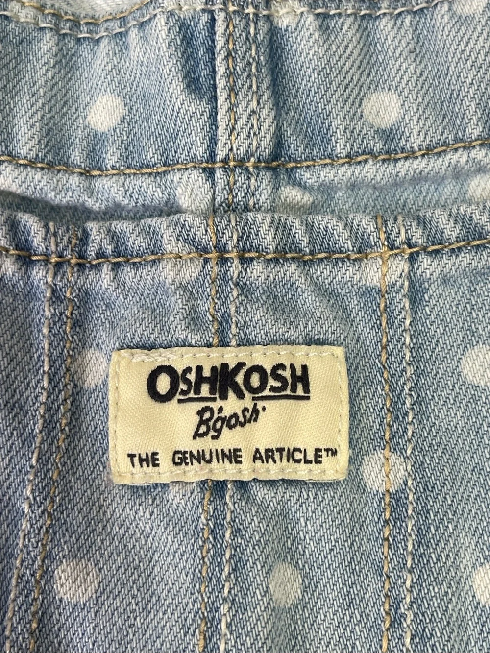 OshKosh B'gosh Vestbak Polka Dot Light Wash Denim Overalls 3T Rare